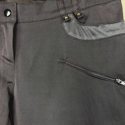 Pantalones de satén vintage Y2K Bebe tiro bajo corte bootcut bolsillos con cremallera negros para mujer talla L Foto 1 de 4