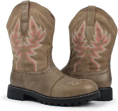 Hawkwell Women's Mid Calf Western Cowboy Cowgirl Boot Round Toe Embroidered...  - Image 1 of 4