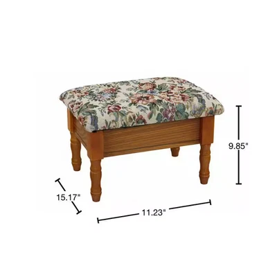 Taburete de pie de almacenamiento de muebles para manualidades roble con bordes biselados marco de madera superior redonda Foto 1 de 4