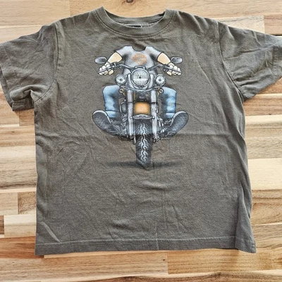 Harley Davidson Boys T-shirt Army Green Short Sleeve Size 5/6 - Image 1 of 4