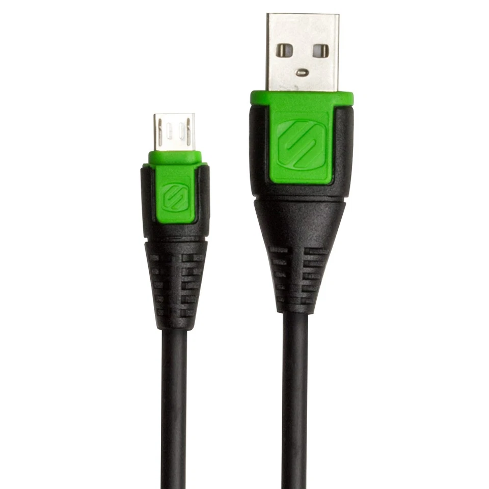 Scosche USBM3G Black and Green Micro USB Charge Sync 3 Foot Cable USA Seller - Image 1 of 1