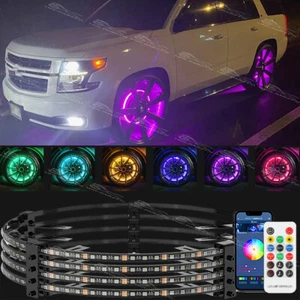 4Pcs For Chevrolet Tahoe 17.5" RGB LED Wheel Ring Rim Lights w/Turn Signal Brake - Picture 1 of 8