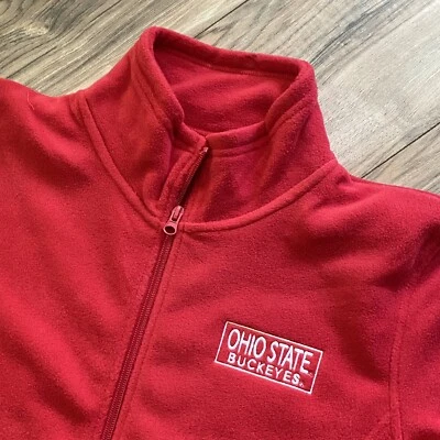 OHIO ST BUCKEYES - Chaqueta pequeña de lana roja bordada con cremallera para mujer Foto 1 de 4