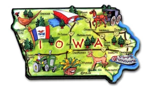 Iowa Artwood State Magnet Souvenir by Classic Magnets - Picture 1 of 3