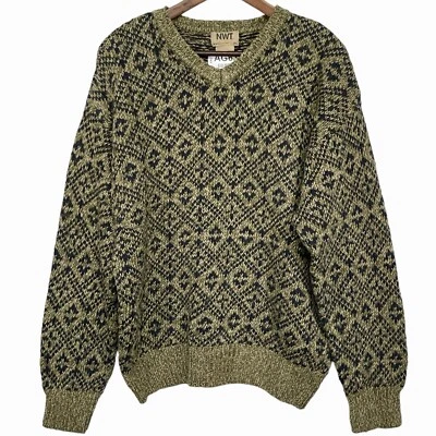 Northwest Territory Sweater Men L Green Wool Blend Chunky Knit Heavyweight VTG - Image 1 of 4