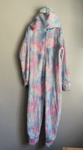 Justice Girls Size 7 One-Piece Hooded Tie Dye Magical Dragon Pastel Pajamas - Picture 1 of 4