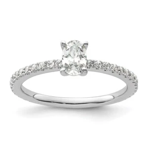 14K White Gold Lab Grown Diamond Engagement Ring for Women Size 7 - Picture 1 of 8