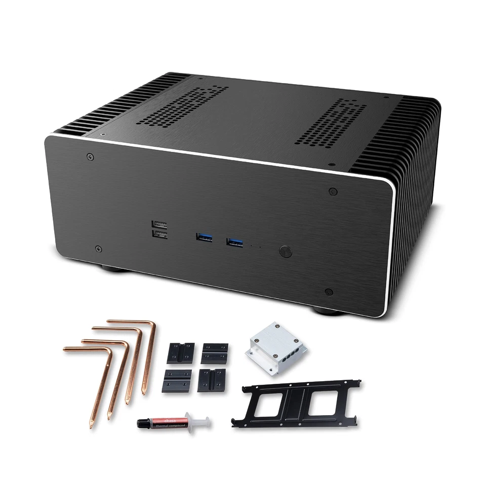 Akasa Maxwell Pro Plus, Aluminium Fanless Mini-ITX Case, LGA1700 Ready, Therm... - Image 1 of 4