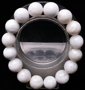 13.3mm Natural Burma Moonstone Rainbow Blue Light Crystal Round Beads Bracelet - Picture 1 of 6