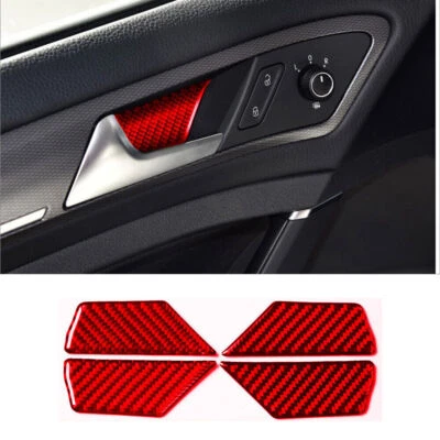 Manija interior de la puerta de fibra de carbono roja para Volkswagen Golf 2013-2017 Foto 1 de 4