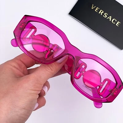 Gafas de sol Versace para mujer transparentes rosa rectangular VE4361 Medusa 5334/5 NUEVO Foto 1 de 4