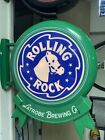 Rolling Rock 🍺Button Endcap marquee light lit signage 25” x 28” X 6” Doubleside