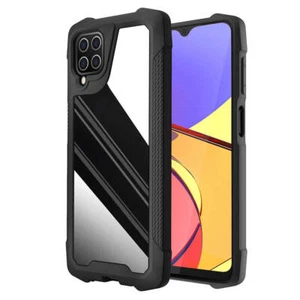 Case for Samsung Galaxy A12, Shiny Metal Back Cover (Black) - Picture 1 of 8