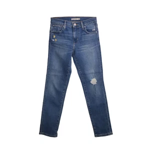 Levi's 721 High Rise Skinny Jeans Size 25 Cropped Distressed Medium Wash Denim - Picture 1 of 24