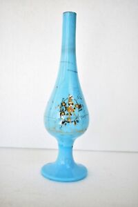Antique Islamic Rose Water Sprinkler Turkish Beykoz Milky Blue Glass Beaded Gilt