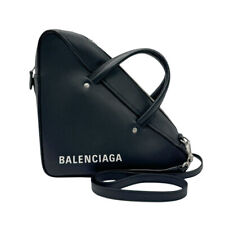 Auth BALENCIAGA Triangle Duffle Handbag Crossbody Shoulder Bag Black - z0704