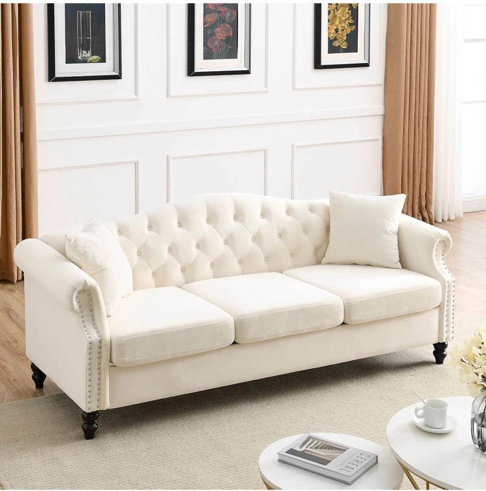 切斯特菲尔德天鹅绒沙发 — 第 1/4 张图片