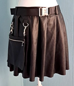 Poster Girl Brand Short Black Skirt Detachable Purse Belt Goth Grunge Punk  XL - Picture 1 of 10