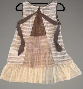 Anthropologie A'Reve Embroidered Knit Lace Ruffle Cream Tan Sheer  Shirt Sz M - Picture 1 of 4