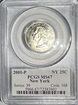 PCGS MS67 2001-P New York Quarter Flag Holder - Image 1 of 2