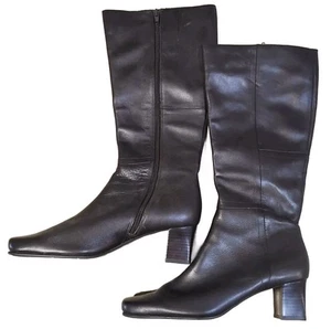 Giovanna Womens Leather Boots Choc Brown Block Heel Size 7.5 (38.5) - Picture 1 of 10