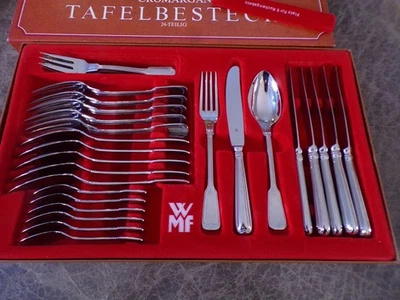 WMF AUGSBURGER FADEN Tafelbesteck für 6 Personen 30 Teile in Cromargan TOP - Bild 1 von 4