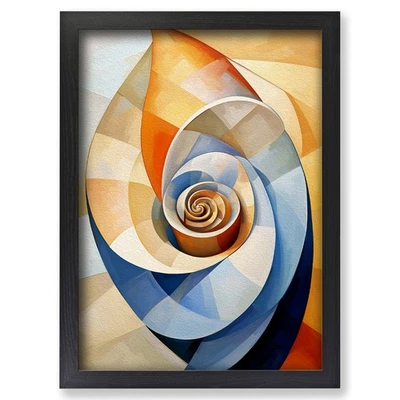 Framed Seashell Cubism Art No.2 Wall Art Canvas Print Poster Picture, Home Decor - Image 1 of 4