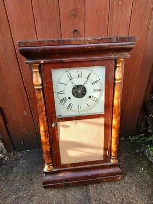 antique Seth Thomas wall clock spares/repair 64 x 38 cm no weights or pendulum — 第 1/4 张图片