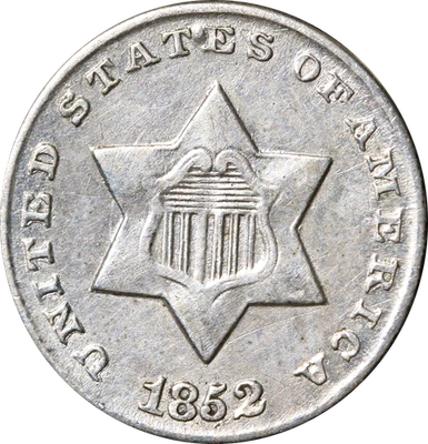 1852 Three (3) Cent Silver - Reverse Damage - Image 1 of 2