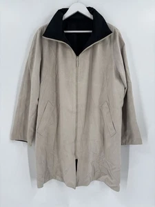 Mycra Pac Reversible Coat Womens 1X Beige Black Full Zip Pockets Collared Lined - Picture 1 of 22