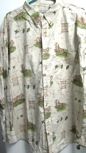 Men's Size XXL Multicolor Wildlife Yellowstone Park LS Button Shirt Bimini Bay - Picture 1 of 7