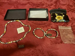 Gorgeous Honora Multi-Color Earth-Tones Pearl Necklace and Two Bracelet Set NIB - Picture 1 of 8
