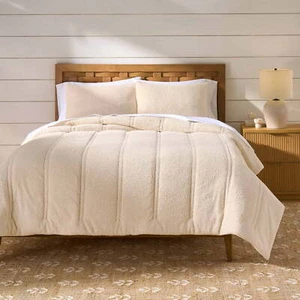 3-Piece Cream Cozy Knit Comforter Set, Adult, King - Picture 1 of 8