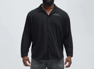Von Dutch Long Sleeve Button Up Men's Waffle Knit Shirt Size 2XL Black - Picture 1 of 3