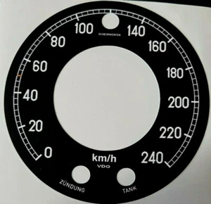 Tacho Jaguar E Mark II etc. Tachoscheibe Tachofolie bis 240 km/h - Picture 1 of 1