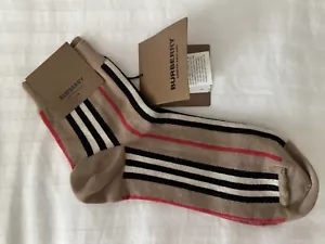 New With Tag Burberry Unisex Signature Logo Sock XL - Picture 1 of 5