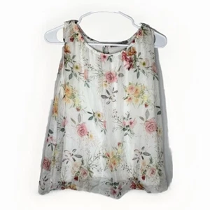 Canotta Tendenze donna piccola blusa seta floreale trasparente sovrapposizione fiori Italia - Foto 1 di 8
