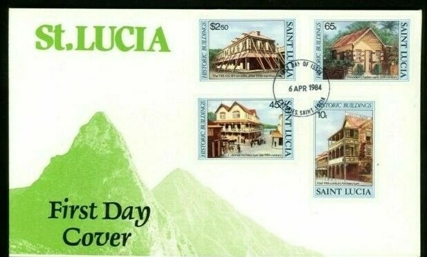  St. Lucia Local Architecture buildings 1984 COMPLETE SET  SC#645-648 FDC VF UNA - Image 1 of 1