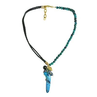 Красивый малахит кожи смесь синий агат ожерелье - Изображение 1 из 4