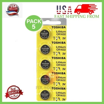 Lot Original Toshiba CR1632 3V Lithium Coin Cell Battery 1/2/5/10/15/25/100 LOT - Image 1 of 4
