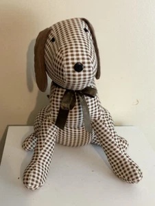 Parada de puerta de perro Morgan Home de felpa pesada con peso peluche cachorro marrón blanco - Imagen 1 de 7