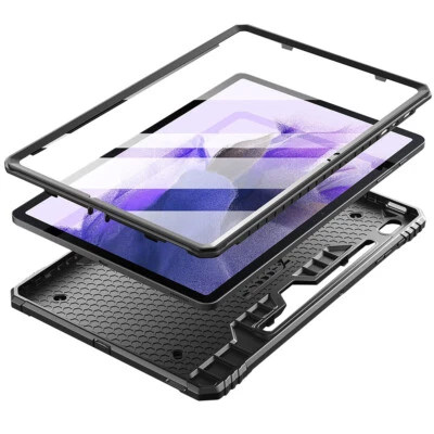 For Galaxy Tab S7 FE 2021 Tablet Rugged Kickstand Case Screen Cover Black - Image 1 of 4