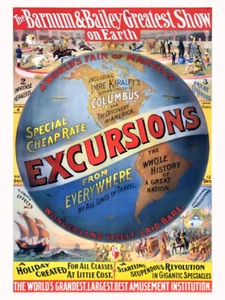 PT Barnum JA Bailey Weltausstellung Ausflüge Zirkus Werbung Werbung Poster Druck - Bild 1 von 1