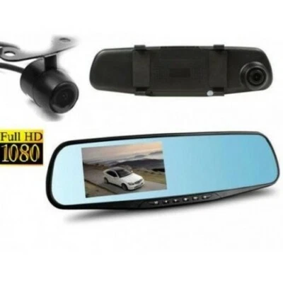 Specchietto Dash Cam Retrovisore 2 Telecamere DVR Retromarcia Full HD  1080 - Immagine 1 di 4