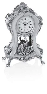 Italian Hand-Made Silver Resin Baroque Style Desk Clock - Picture 1 of 4