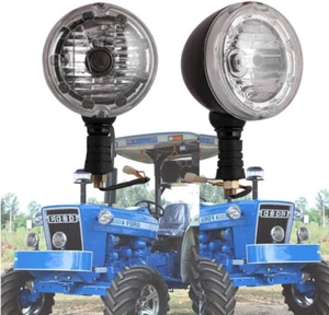 LED 12v Black Headlamp Set with Chrome Ring for Ford 2000 3000 4000 5000 70 - Bild 1 von 12
