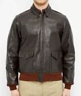 Men's Vintage Military Brown A-2 Flight Bomber Lambskin Leather Jacket