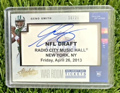2013 Panini Absolute GENO SMITH War Room NFL Draft Day Ticket Auto RC /25 SSP - Image 1 of 2