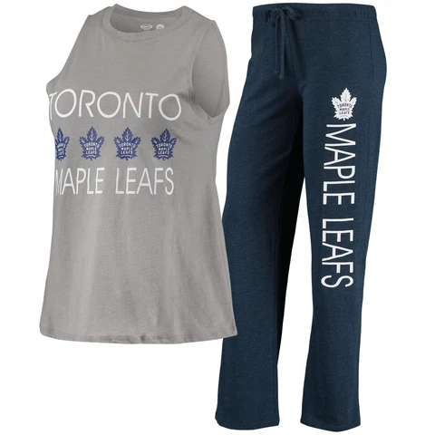 Women's Concepts Sport Gray/Navy Toronto Maple Leafs Meter Tank Top & Pants Cover