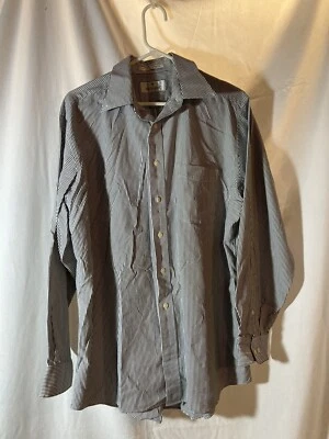 Borrington 男式细条纹长袖衬衫大号单口袋二手 — 第 1/4 张图片